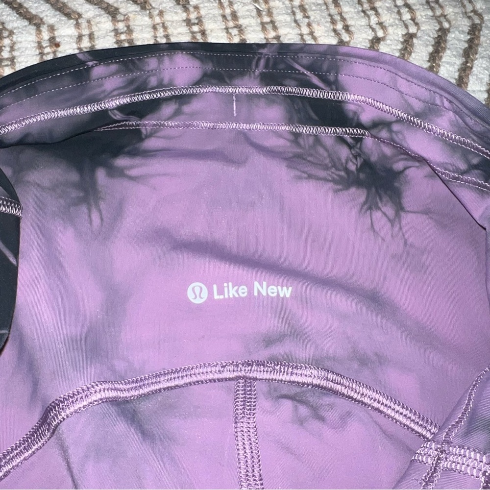 Lululemon Power Thru High Rise Altered to Biker Shorts Tie Dye Wisteria Purple - Picture 6 of 13